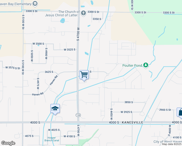 map of restaurants, bars, coffee shops, grocery stores, and more near 3678 South 4625 West in West Haven
