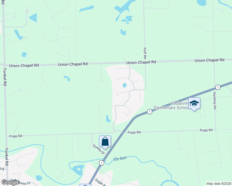 map of restaurants, bars, coffee shops, grocery stores, and more near 6707 Mandarin Cove in Fort Wayne