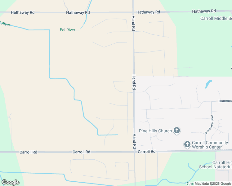 map of restaurants, bars, coffee shops, grocery stores, and more near 11921 Hand Road in Fort Wayne