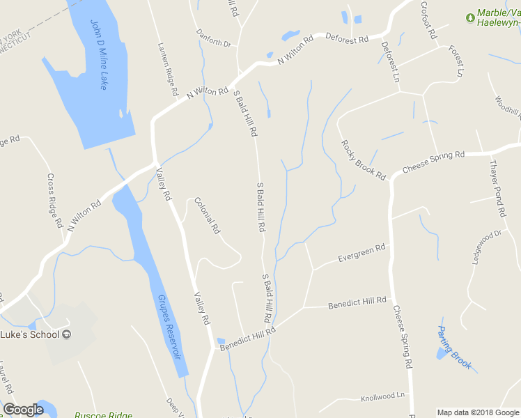 map of restaurants, bars, coffee shops, grocery stores, and more near 178 South Bald Hill Road in New Canaan