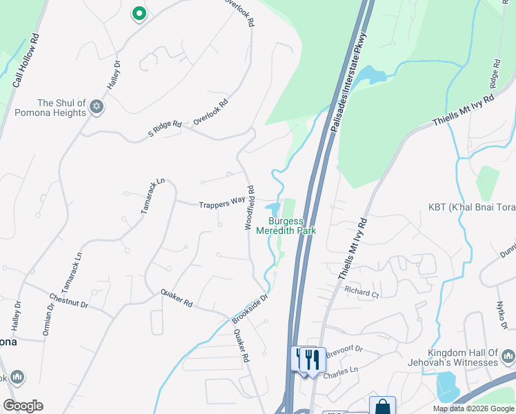 map of restaurants, bars, coffee shops, grocery stores, and more near 19 Woodfield Road in Pomona