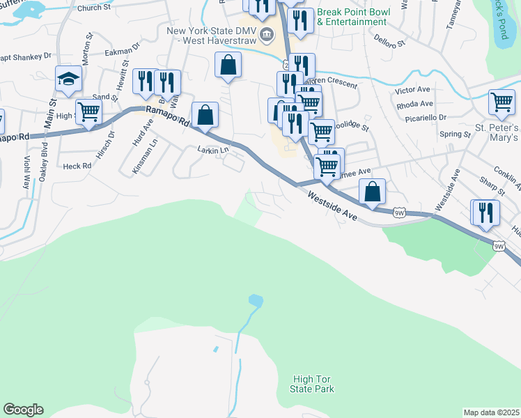 map of restaurants, bars, coffee shops, grocery stores, and more near C5 Dowd Street in Haverstraw