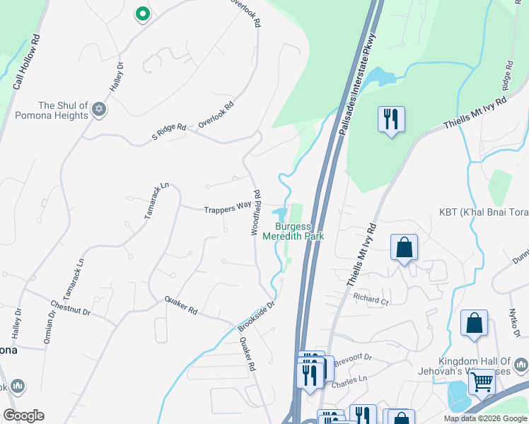 map of restaurants, bars, coffee shops, grocery stores, and more near 19 Woodfield Road in Pomona