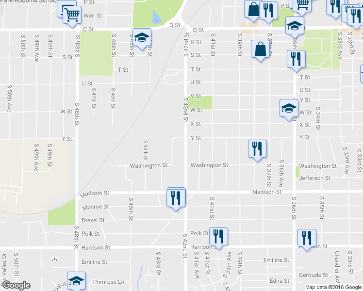 map of restaurants, bars, coffee shops, grocery stores, and more near 6014 South 42nd Street in Omaha