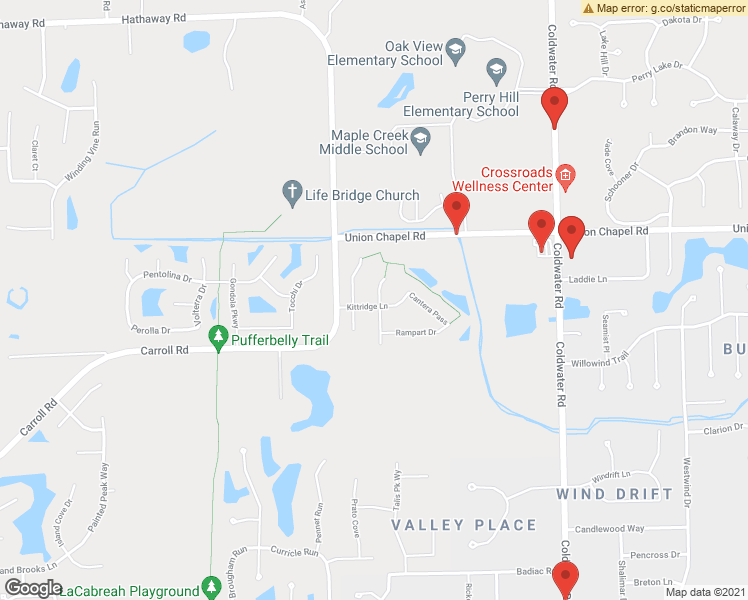 map of restaurants, bars, coffee shops, grocery stores, and more near 133 Kittridge Lane in Fort Wayne