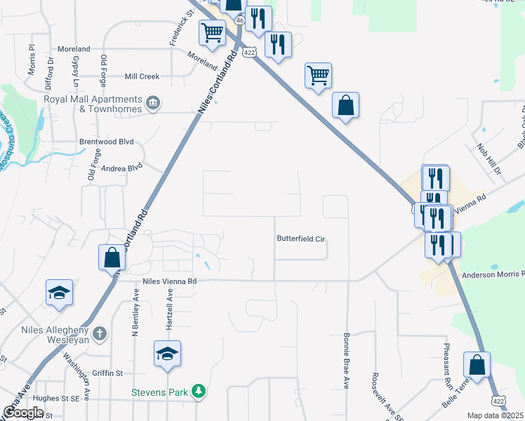 map of restaurants, bars, coffee shops, grocery stores, and more near 1450 Pepperwood Drive in Niles