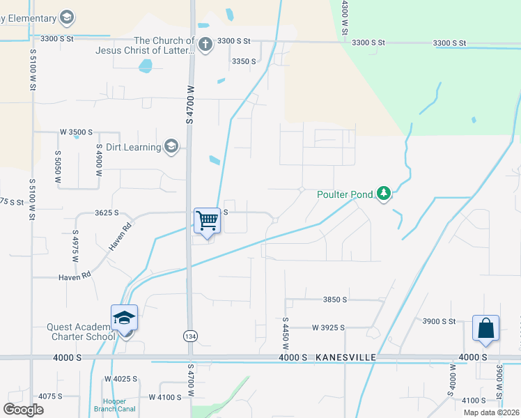 map of restaurants, bars, coffee shops, grocery stores, and more near 3672 South 4525 West in West Haven