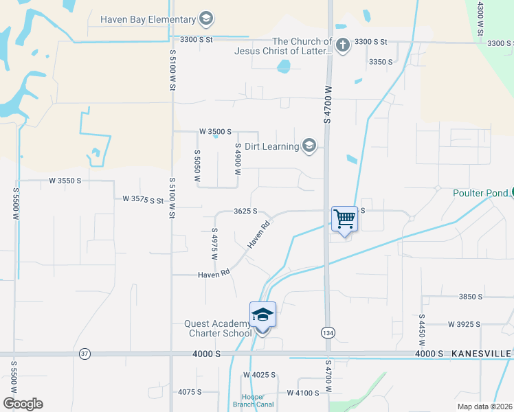 map of restaurants, bars, coffee shops, grocery stores, and more near 4862 3625 South in West Haven