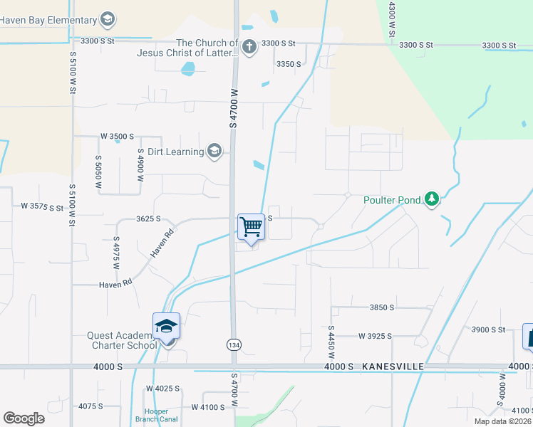 map of restaurants, bars, coffee shops, grocery stores, and more near 3669 South 4625 West in West Haven