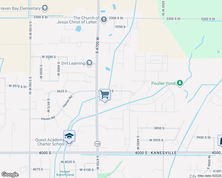 map of restaurants, bars, coffee shops, grocery stores, and more near 3669 South 4625 West in West Haven