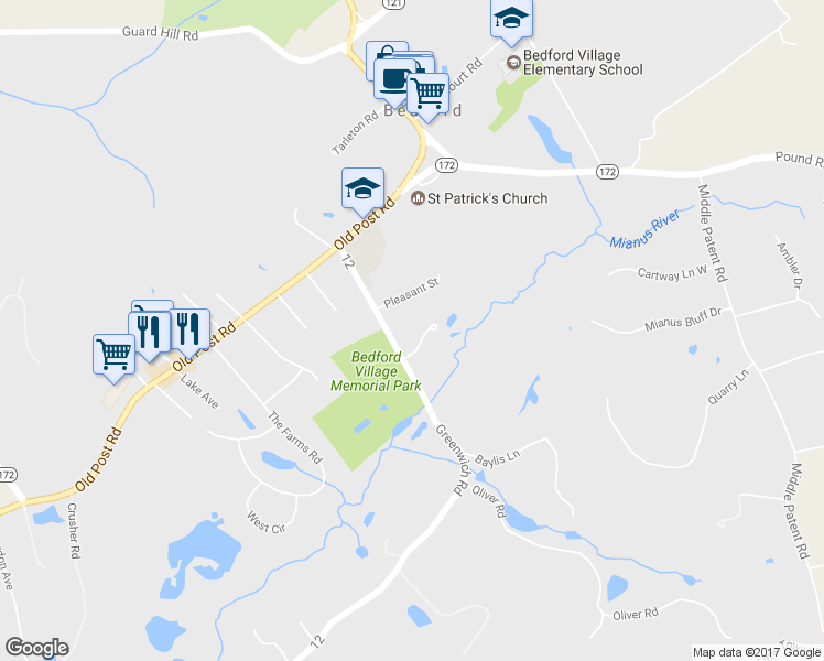 map of restaurants, bars, coffee shops, grocery stores, and more near 5 Spruce Pond Lane in Bedford