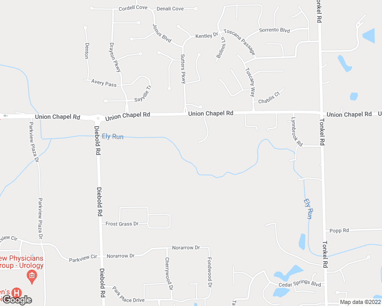 map of restaurants, bars, coffee shops, grocery stores, and more near 4716 Union Chapel Road in Fort Wayne