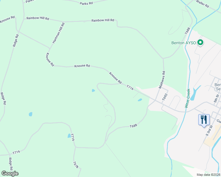 map of restaurants, bars, coffee shops, grocery stores, and more near 125 Distillery Hill Road in Benton