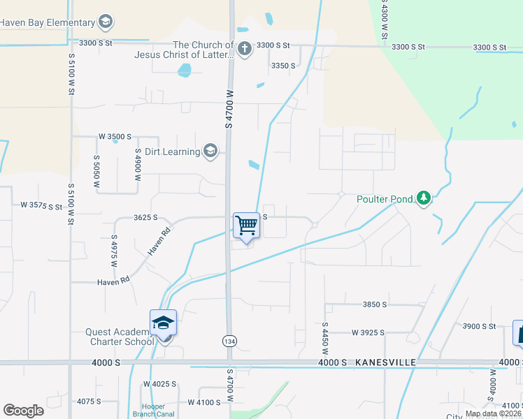 map of restaurants, bars, coffee shops, grocery stores, and more near 3661 South 4625 West in West Haven