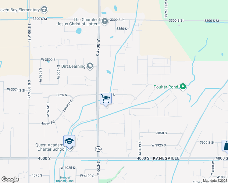map of restaurants, bars, coffee shops, grocery stores, and more near 3662 South 4625 West in West Haven