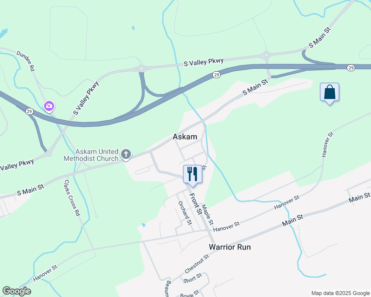 map of restaurants, bars, coffee shops, grocery stores, and more near 38 Stanley Street in Wilkes-Barre
