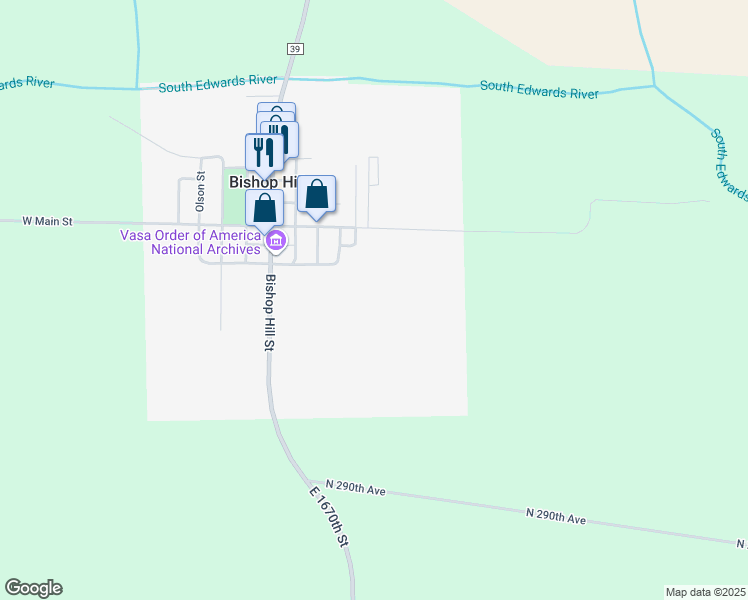 map of restaurants, bars, coffee shops, grocery stores, and more near in Bishop Hill