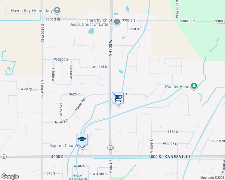 map of restaurants, bars, coffee shops, grocery stores, and more near 3660 South 4700 West in West Haven