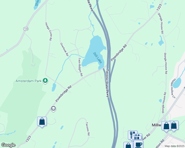 map of restaurants, bars, coffee shops, grocery stores, and more near 223 Cedar Lane in Ossining