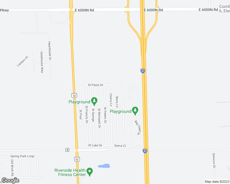 map of restaurants, bars, coffee shops, grocery stores, and more near 86 Berry Lane in Bourbonnais