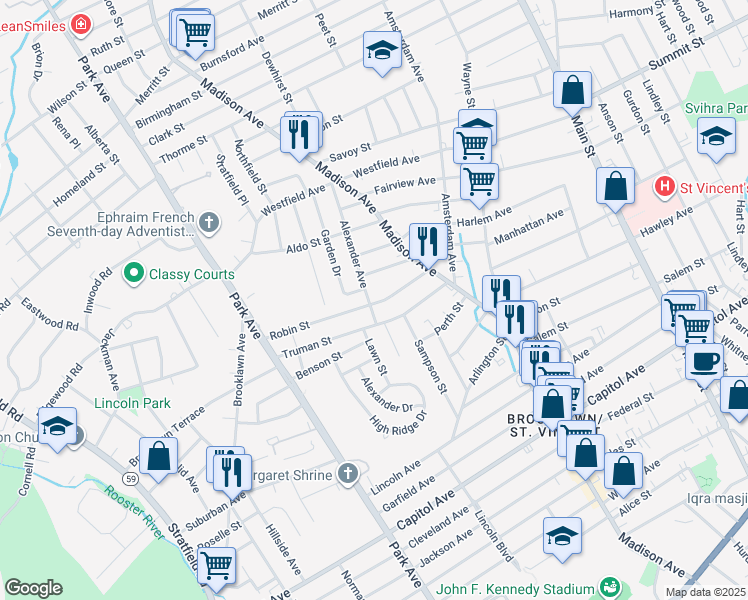 map of restaurants, bars, coffee shops, grocery stores, and more near 190 Truman Street in Bridgeport