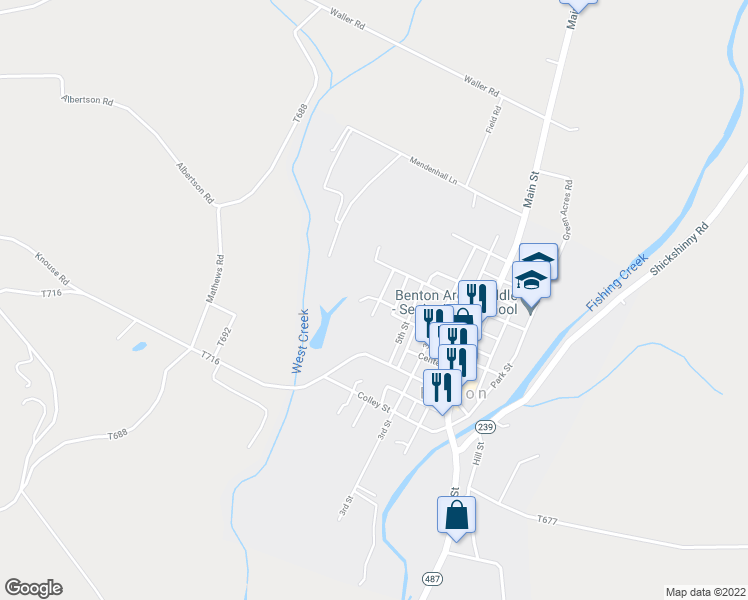 map of restaurants, bars, coffee shops, grocery stores, and more near 540 Everett Street in Benton