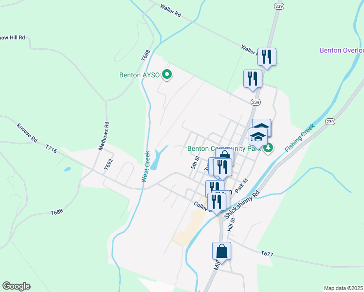 map of restaurants, bars, coffee shops, grocery stores, and more near 540 Everett Street in Benton