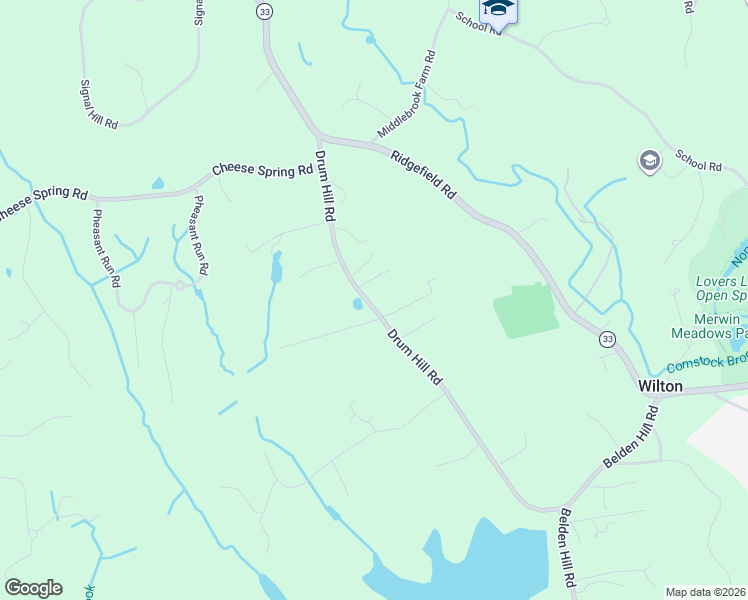 map of restaurants, bars, coffee shops, grocery stores, and more near 107 Drum Hill Road in Wilton