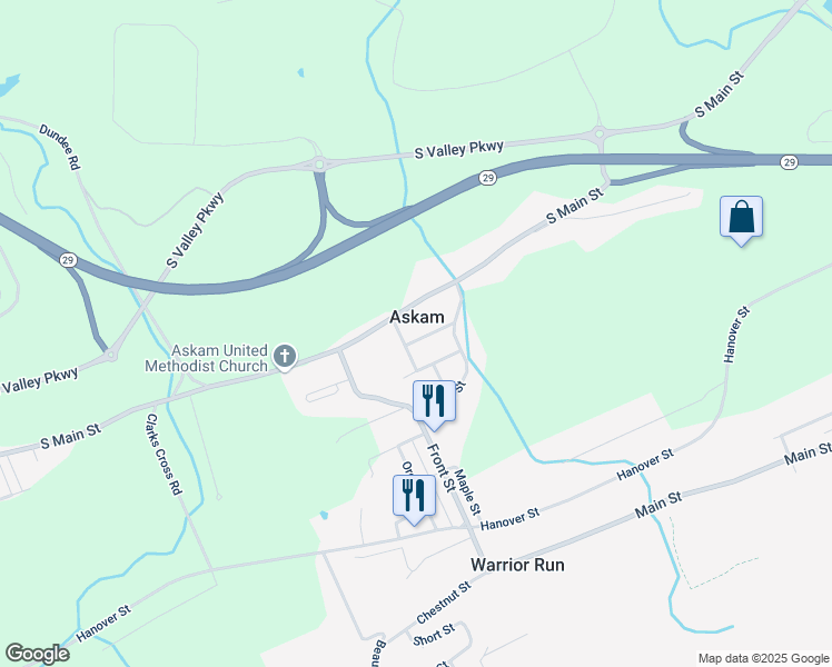 map of restaurants, bars, coffee shops, grocery stores, and more near 38 Stanley Street in Wilkes-Barre