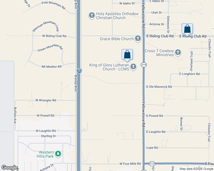 map of restaurants, bars, coffee shops, grocery stores, and more near 8516 Yellowstone Road in Cheyenne