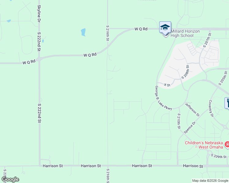 map of restaurants, bars, coffee shops, grocery stores, and more near 5909 South 216th Street in Omaha