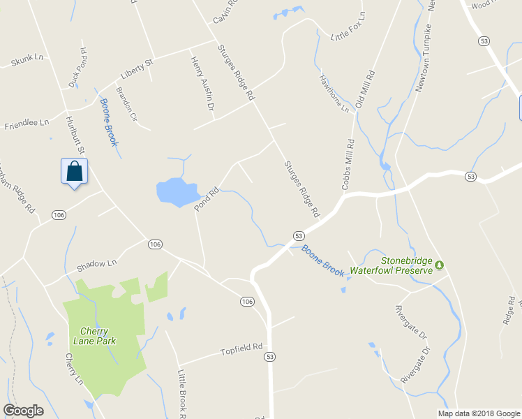 map of restaurants, bars, coffee shops, grocery stores, and more near 95 Pond Road in Wilton