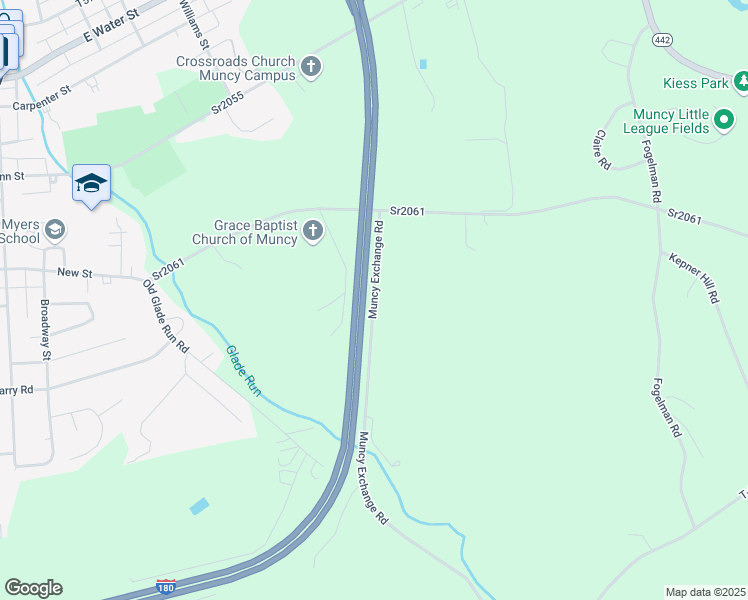 map of restaurants, bars, coffee shops, grocery stores, and more near 220 Muncy Exchange Road in Muncy