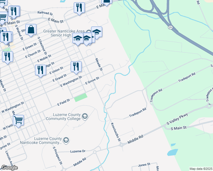 map of restaurants, bars, coffee shops, grocery stores, and more near 59 Agostina Drive in Nanticoke
