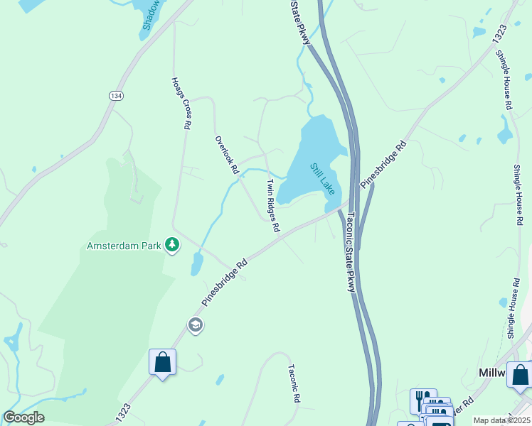 map of restaurants, bars, coffee shops, grocery stores, and more near 9 Twin Ridges Road in Ossining