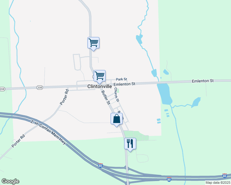 map of restaurants, bars, coffee shops, grocery stores, and more near 196 Church Street in Polk
