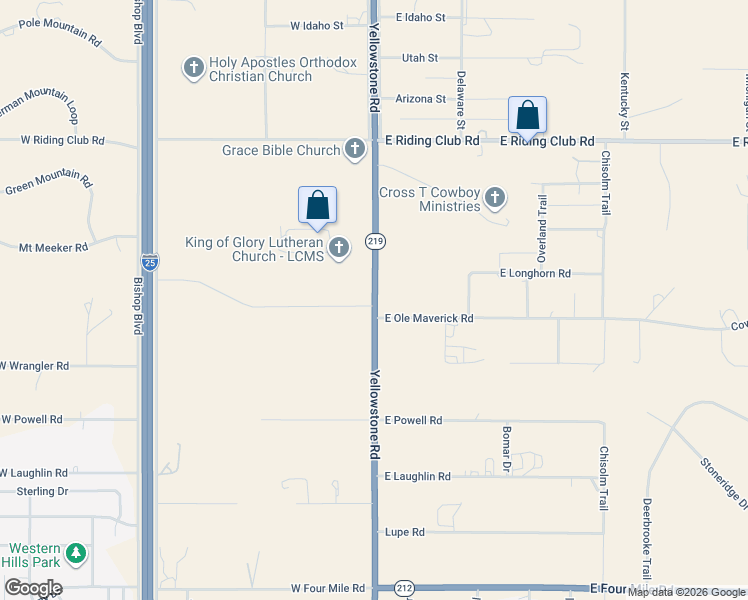 map of restaurants, bars, coffee shops, grocery stores, and more near 8806 Yellowstone Road in Cheyenne