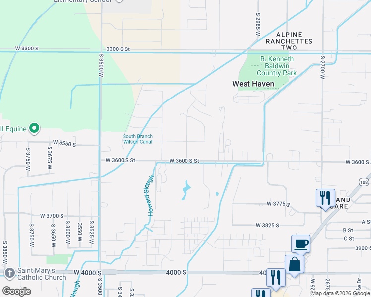 map of restaurants, bars, coffee shops, grocery stores, and more near 3569 South 3150 West Street in West Haven