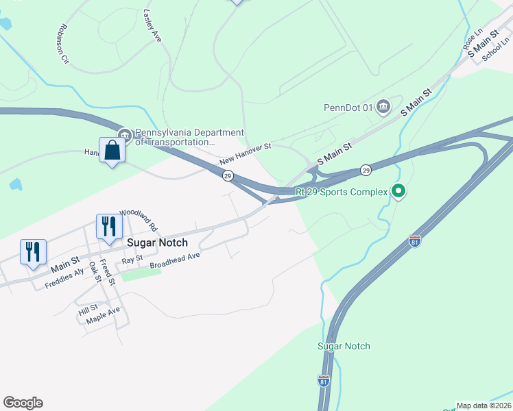 map of restaurants, bars, coffee shops, grocery stores, and more near Main St in Wilkes-Barre