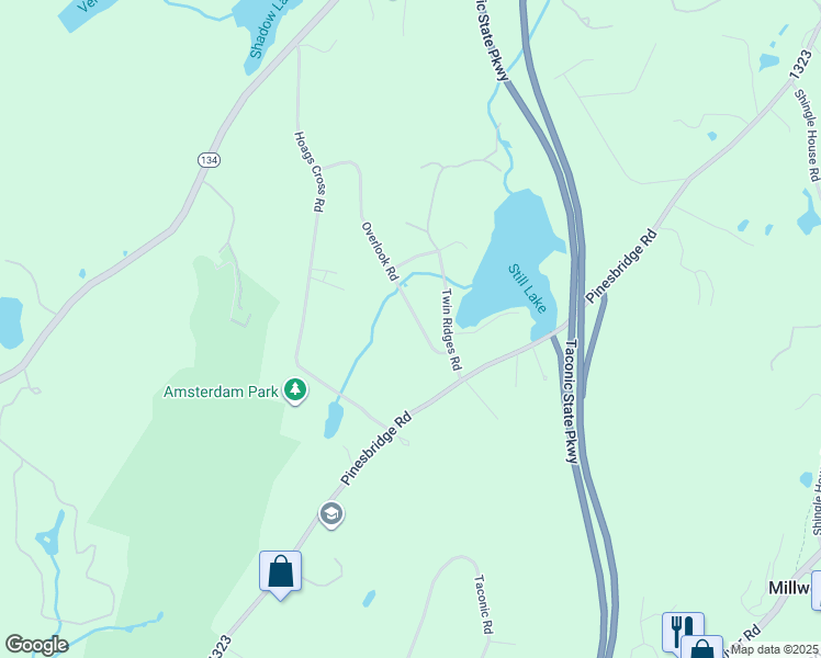 map of restaurants, bars, coffee shops, grocery stores, and more near 9 Overlook Road in Ossining
