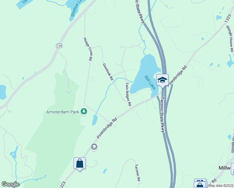 map of restaurants, bars, coffee shops, grocery stores, and more near 9 Overlook Road in Ossining