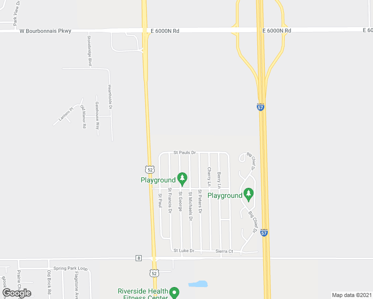 map of restaurants, bars, coffee shops, grocery stores, and more near 127 Saint Pauls Drive in Bourbonnais