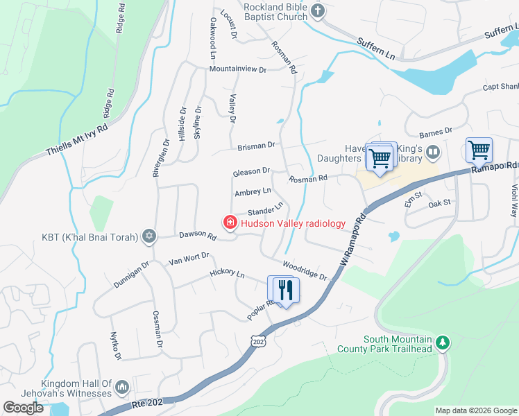 map of restaurants, bars, coffee shops, grocery stores, and more near 8 Stander Lane in Thiells