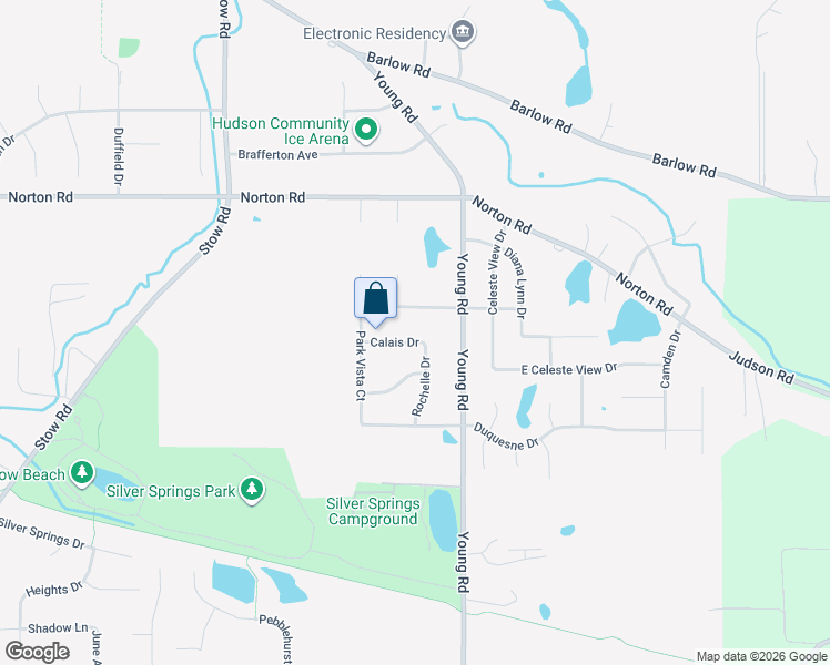 map of restaurants, bars, coffee shops, grocery stores, and more near 2751 Calais Drive in Stow