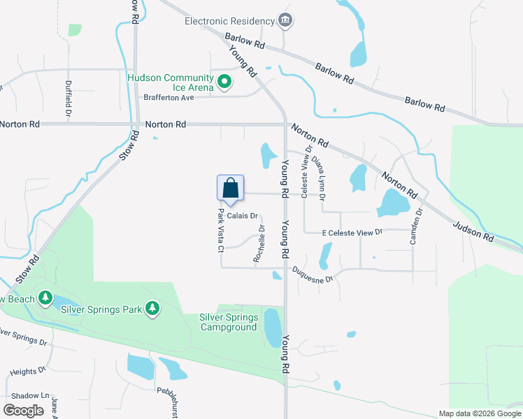 map of restaurants, bars, coffee shops, grocery stores, and more near 2751 Calais Drive in Stow