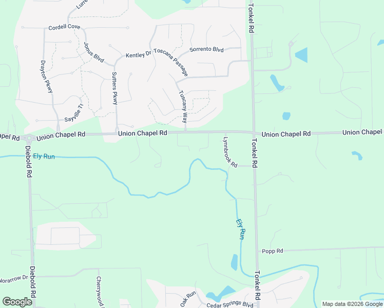 map of restaurants, bars, coffee shops, grocery stores, and more near 5002 Union Chapel Road in Fort Wayne