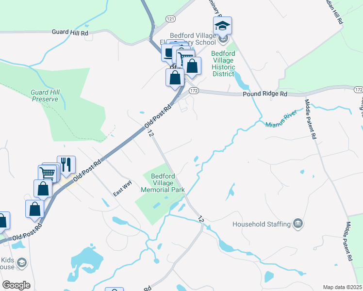 map of restaurants, bars, coffee shops, grocery stores, and more near 20 Pleasant Street in Bedford