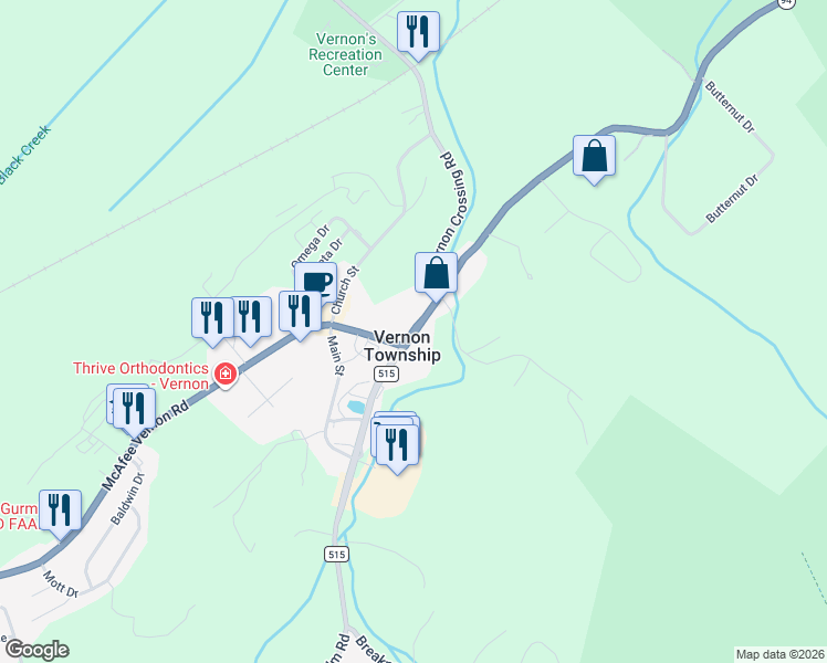 map of restaurants, bars, coffee shops, grocery stores, and more near 432 County Road 515 in Sussex County