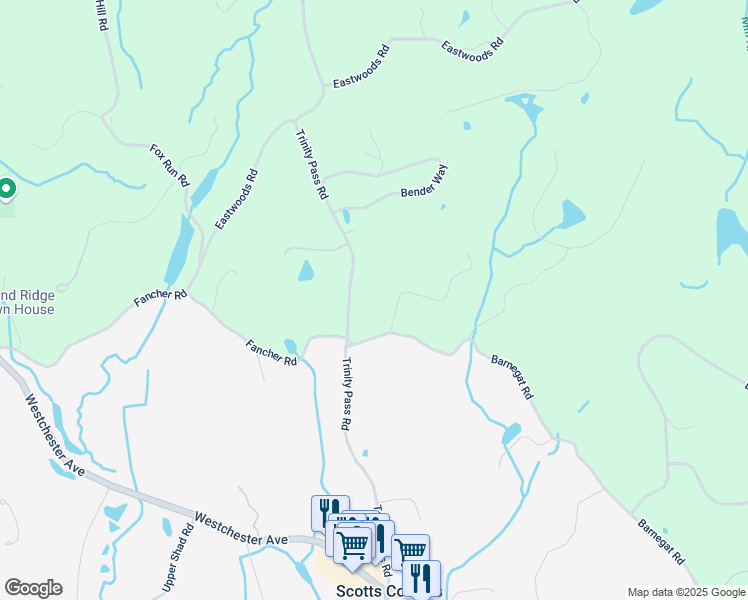 map of restaurants, bars, coffee shops, grocery stores, and more near 6 East Kinnicut Road in Pound Ridge