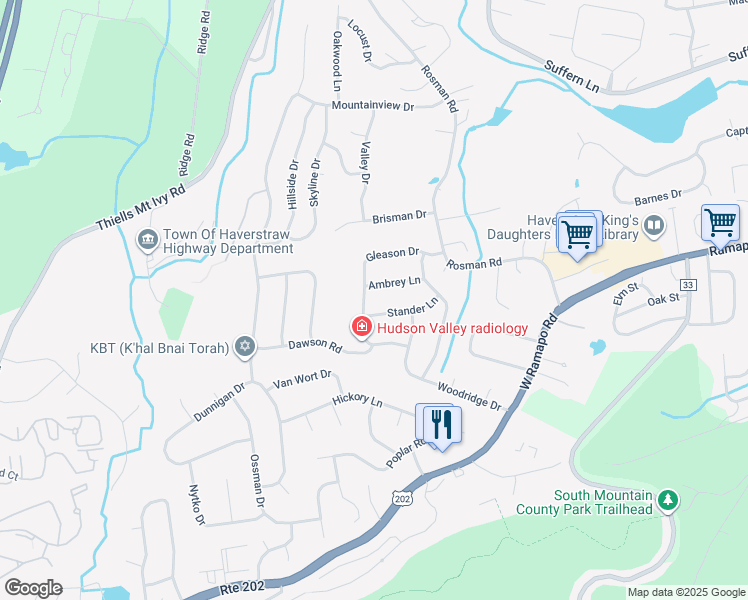 map of restaurants, bars, coffee shops, grocery stores, and more near 29 Gleason Drive in Thiells